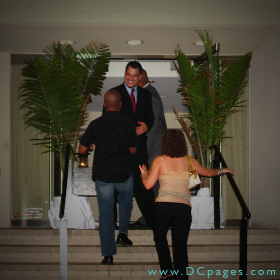 Greeting the guests at the door