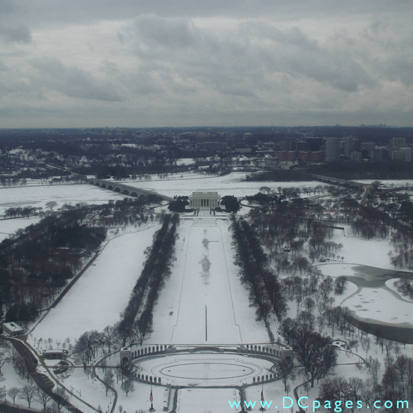 West view of the National Mall taken from observation floor of the Washington Monument.