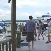 The atmosphere on the dock is quite festive.