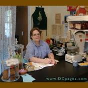 Darlene Dolby works in the gift shop, which is the entrance to the farm.