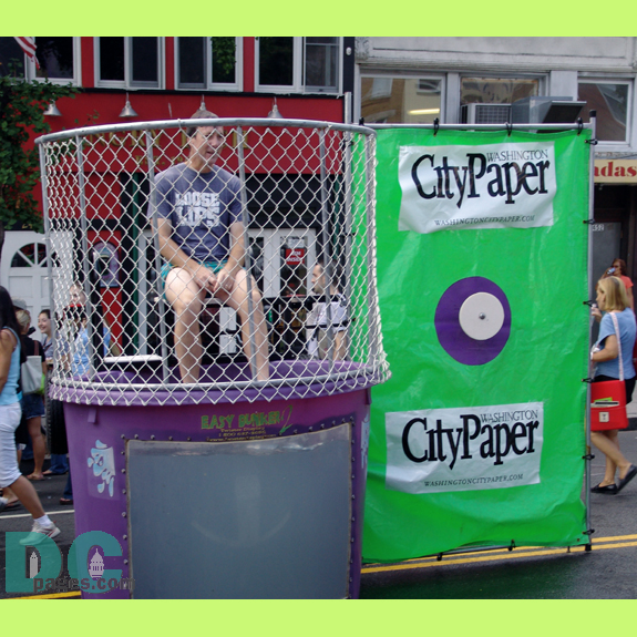 The crowd got the opportunity to dunk Loose Lips of the City Paper into the water