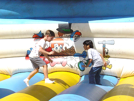 There was not only one, but two moonbounces for children to jump around on.