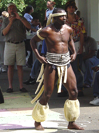 African dancers were dressed to show respect to their home countries.