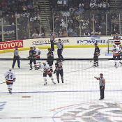 The Caps held a commanding 3-1 lead at the end of the first period.