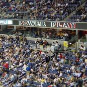 The crowd cheers as the Caps prepare for another successful power play.