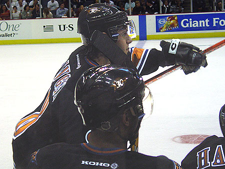 Matt Pettinger jumps on the ice for his shift.