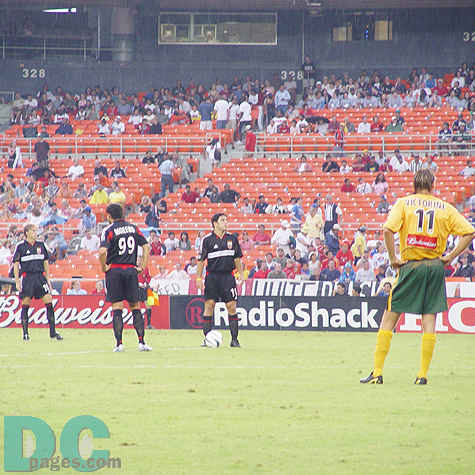KICKOFF at 19: 30, July 17th in 2004. The two players at the center were DC United's No.11, Alecko Eskandarian & No.99 Jaime Moreno. 