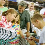 "THANK YOU FOR YOUR SUPPORT!" DC United & RFK Stadium thanked millions of soccer fans.  
A little smiley girl was asking United GK, NO.22 Troy Perkins, "Could you sign on my pizza paper?"