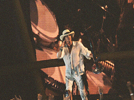 Steven Tyler of Aerosmith shows the crowd how to have a good time.