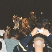 Steven Tyler entertained the crowd while performing his classic hit, "Dream On".