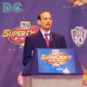 MLS Commissioner Don Garber at the draft podium.