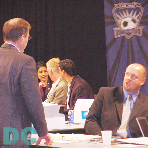 The San Jose Earthquakes staff engaging in a little pre-selection discussion...