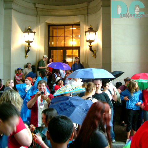 Waiting for the rain to let up.