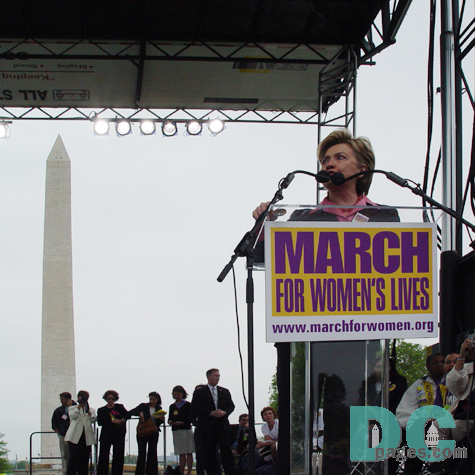 Senator Clinton speaks in support of reproductive rights.
