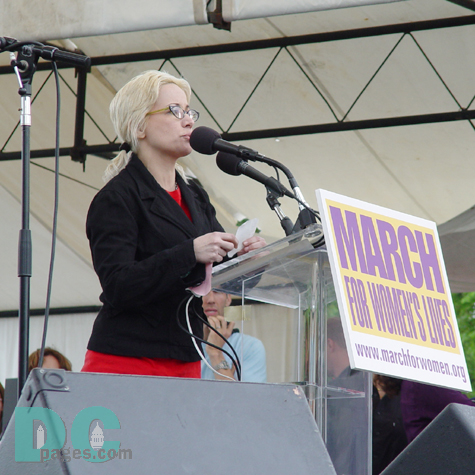 Janeane Garofalo takes the stage on the National Mall.