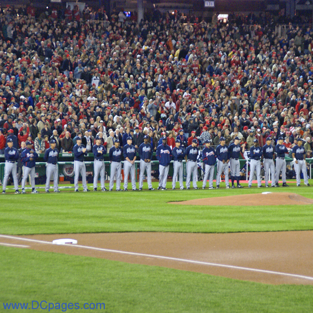 The first victim, I mean opponent, to face the Nats in Nationals Park, the visiting Atlanta Braves.