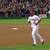 Washington Nationals starting SS Cristian Guzman trots onto the field. Guzman hit lead off for the home team.