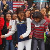 These two school girls are groovin