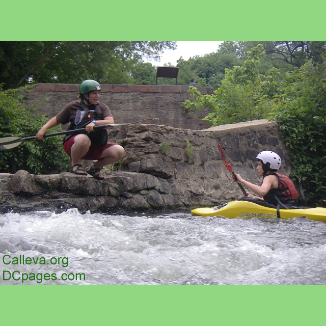 A Calleva staff member training a student on how to use the paddles correctly