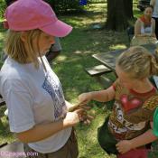 Little Girl Touches Lizard