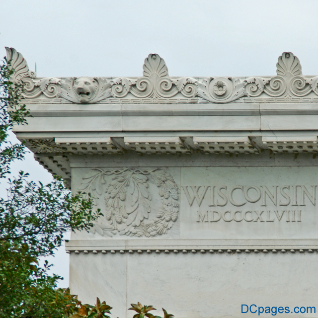 South Exterior View  of The Lincoln Memorial  -  Corner Entablature Features