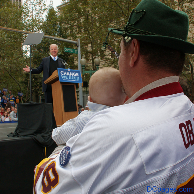 Luke tells his son that Senator Joe Biden is a man for change.