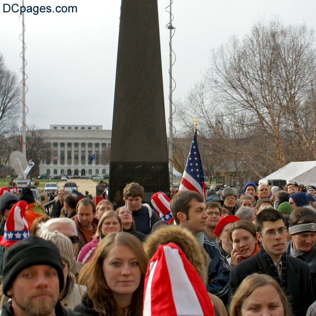 Rear view of crowd entering National American History Museum