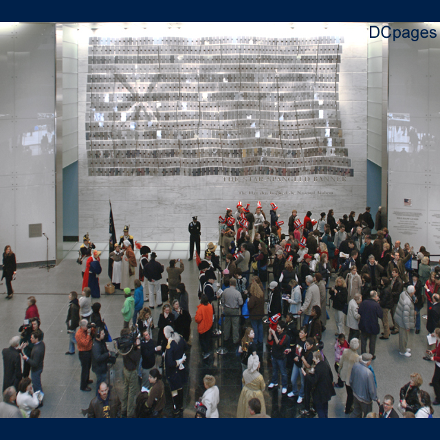 Crowd gathers to see Star Spangled Banner