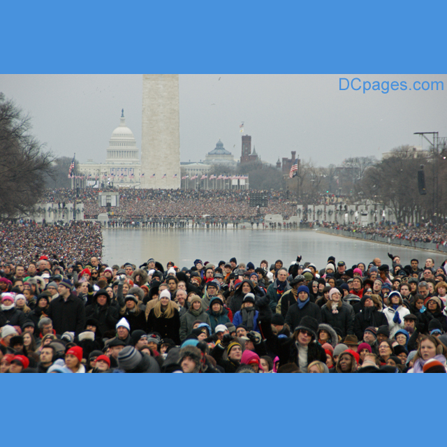 Crowd of 500,000 with the Reflecting Pool, Washington Monument and United States' Capitol in background