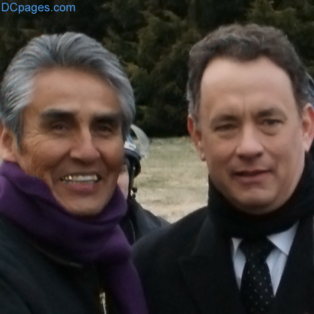 Tom Hanks and friend, post-show