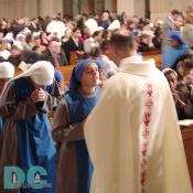 For Catholics Communion is the act of participating in the celebration of the Eucharist and commemorating Jesus Christ's Last Supper.
