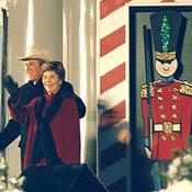 President George W. Bush and 1st Lady Laura Bush take the stage