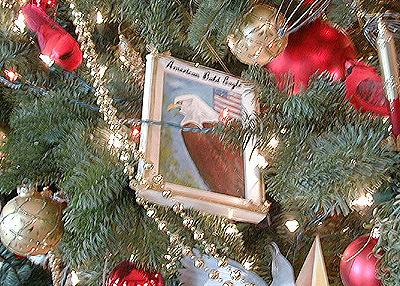 The native Bald Eagle represented on this ornament