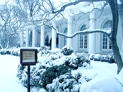 Blanketed in snow, the White House looks like a winter wonderland