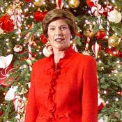 During the First Lady's speech, Laura Bush sent out holiday cheer to the American troops who are serving over seas.