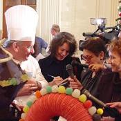 Chef Mesnier answers questions from the press about his creation of the Chocolate Factory.