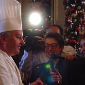 Chef Mesnier also re-created the original White House out of gingerbread. The re-creation shows what the White House looked like when its first resident, John Adams, lived there in 1800.