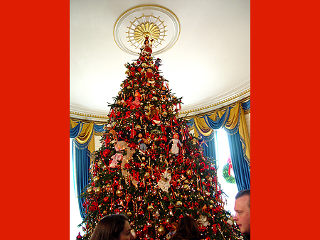 The official White House Christmas tree stands at 18 1/2 feet tall.