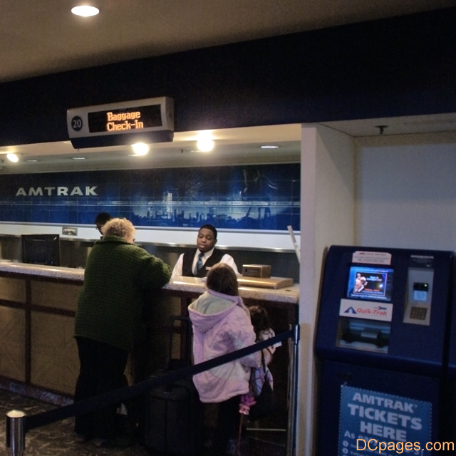 Passenger's checking bags at Union Station in Washington, DC