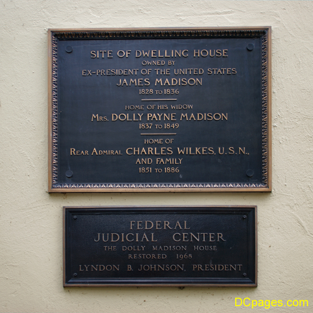 Plaques commemorating Dolly Madison House, Washington, DC