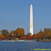 Autumn view of Washington monument from tidal basin.
