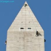 Checking the South face of the Washington Monument