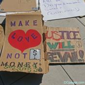 Home made protest signs for Occupy DC demonstration