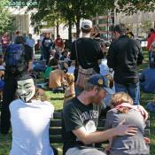 Protestors gathered in McPherson Square, Washington, DC