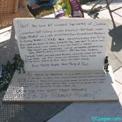 Sign of dissatisfation in Freedom Plaza.