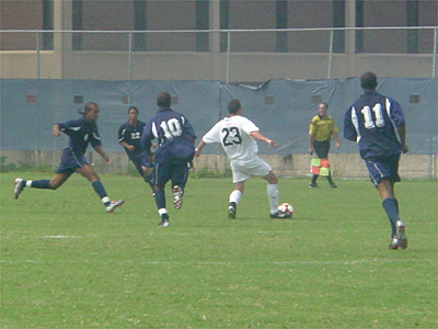 Freshman Daniel Grasso proves that he can handle himself against four Howard players.
