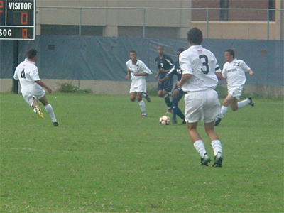 Howard University players bring the ball down the field in a attempt to score their first goal.