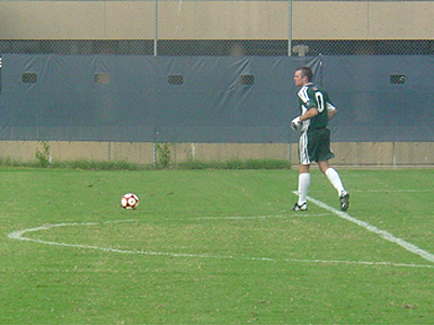 Georgetown goalie Tim Hogan displayed excellent goalkeeping skills throughout the entire game.