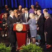 Swearing in the councilmen for Ward 3, Kathleen Patterson