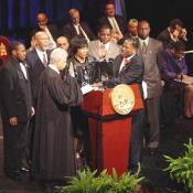 Swearing in Councilmen for Ward 5, Vincent Orange